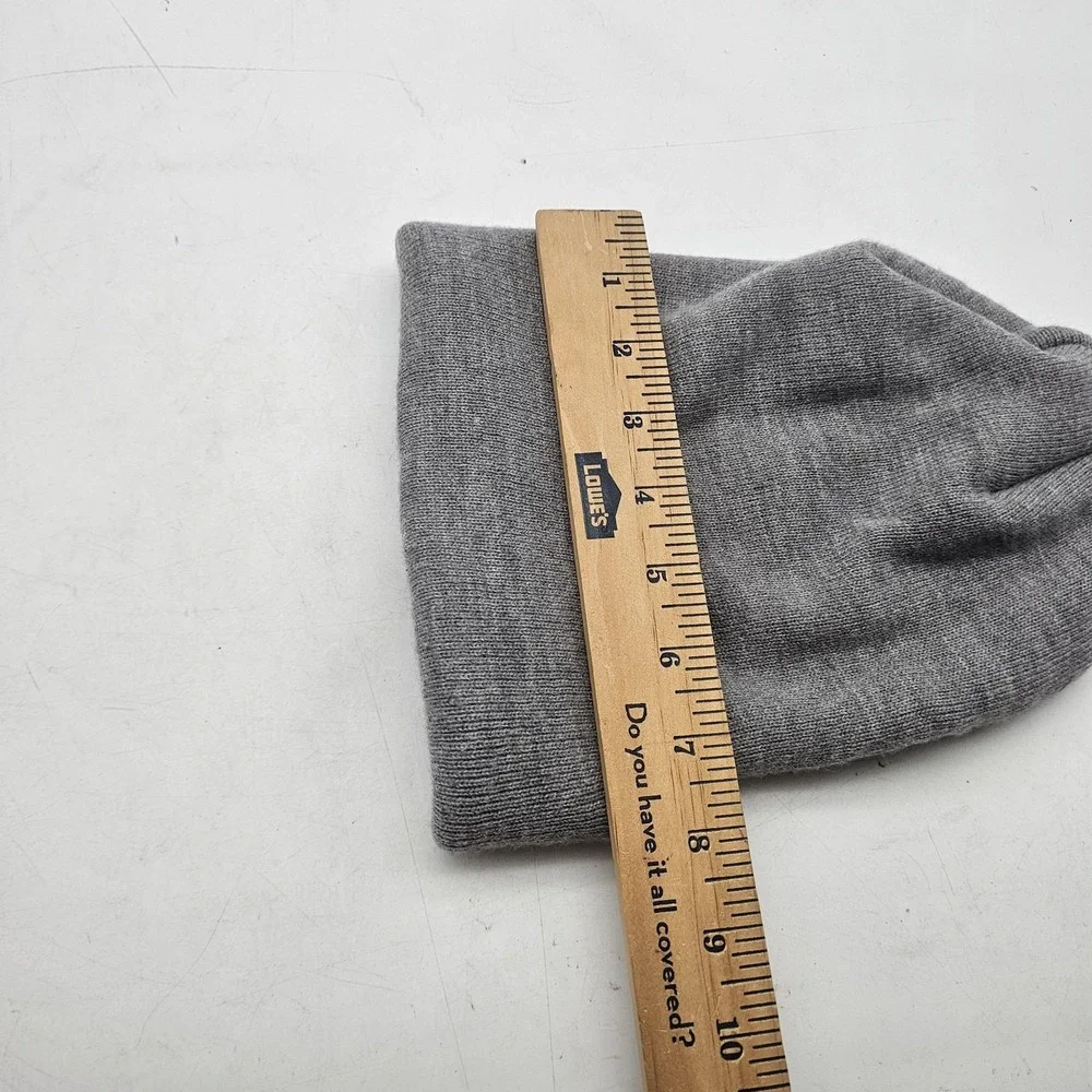 Carhartt Hat Beanie Gray Knit Cuffed Logo Patch One Size Mens Workwear A18